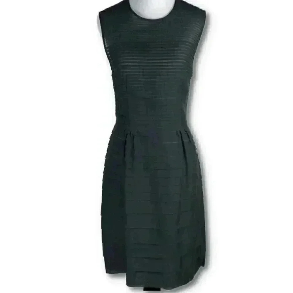 Twelfth Street By Cynthia Vincent dress size 2 black 31% silk tiered Style #6689